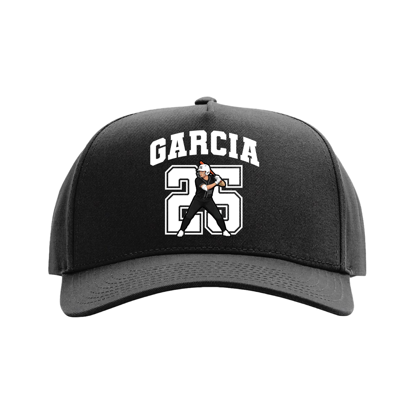 Full Fabric Five-Panel Champ Cap — Number in Black