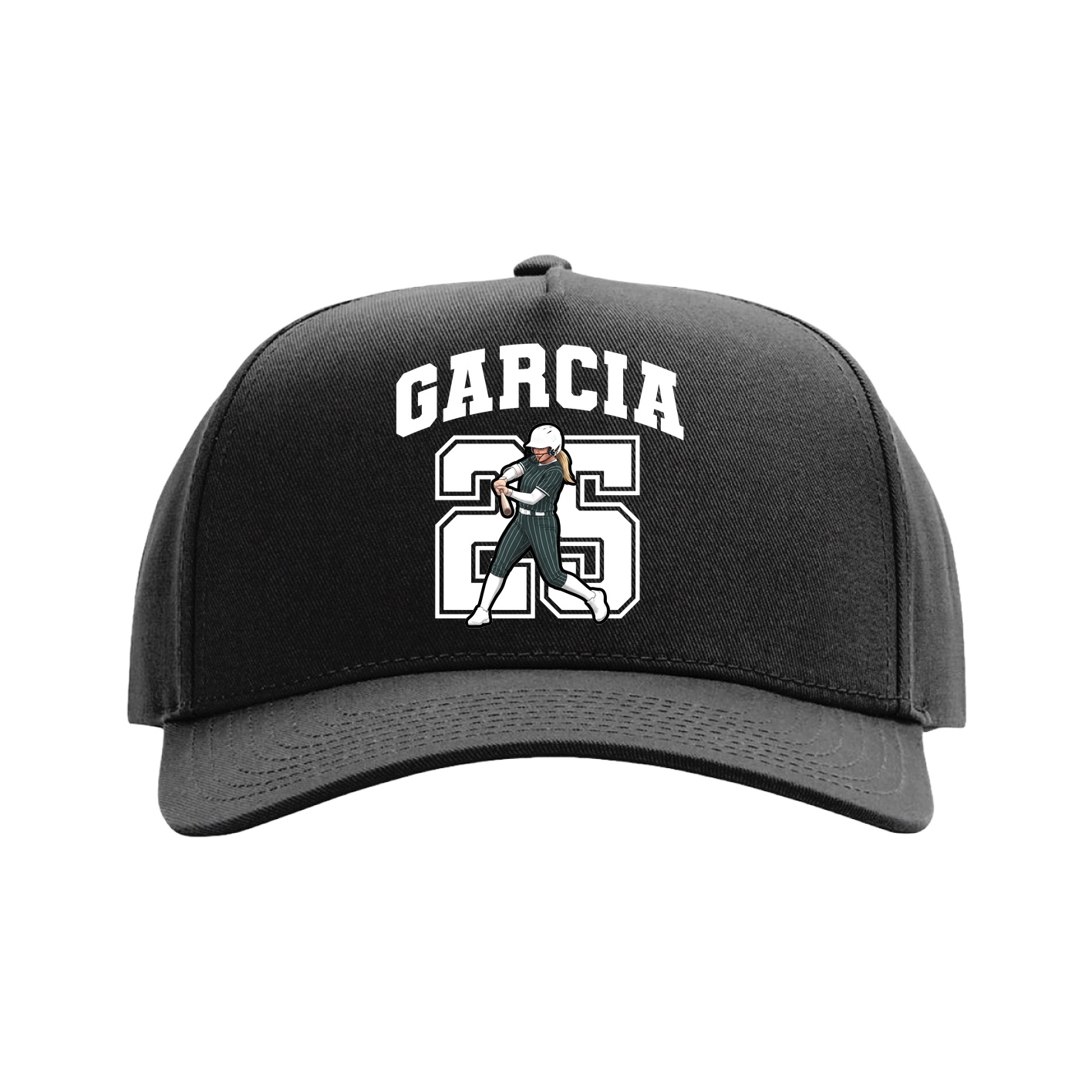Full Fabric Five-Panel Champ Cap — Number in Black