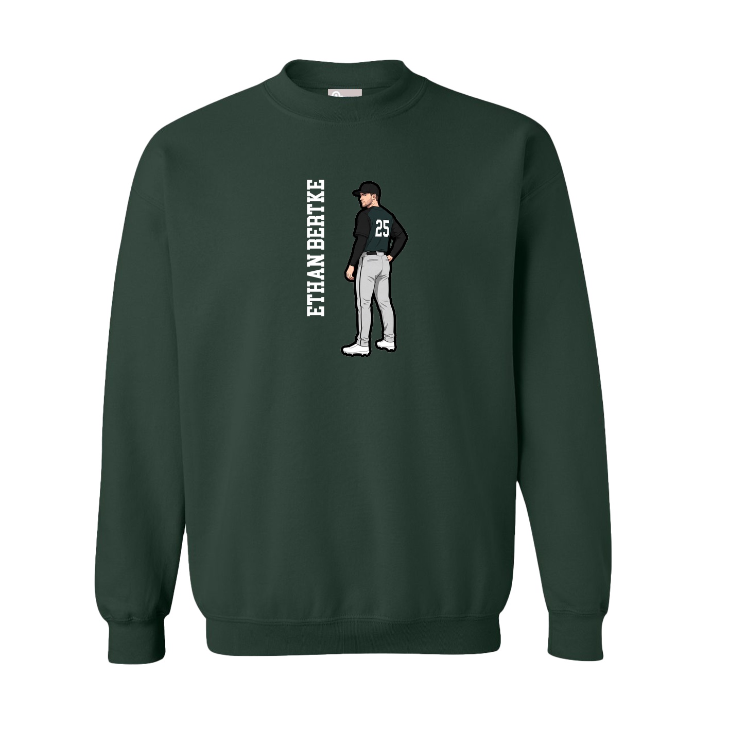 Fleece Crew — Name Vertical in Green