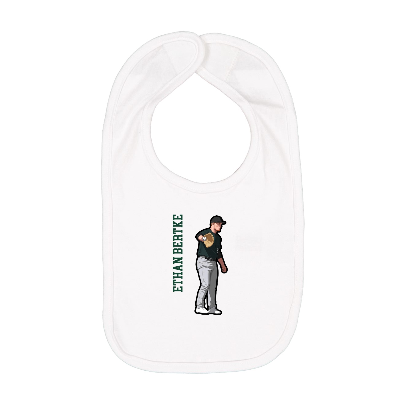 Infant Bib — Name Vertical in White