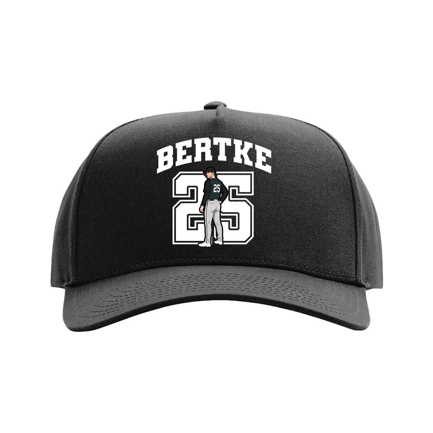 Full Fabric Five-Panel Champ Cap — Number in Black