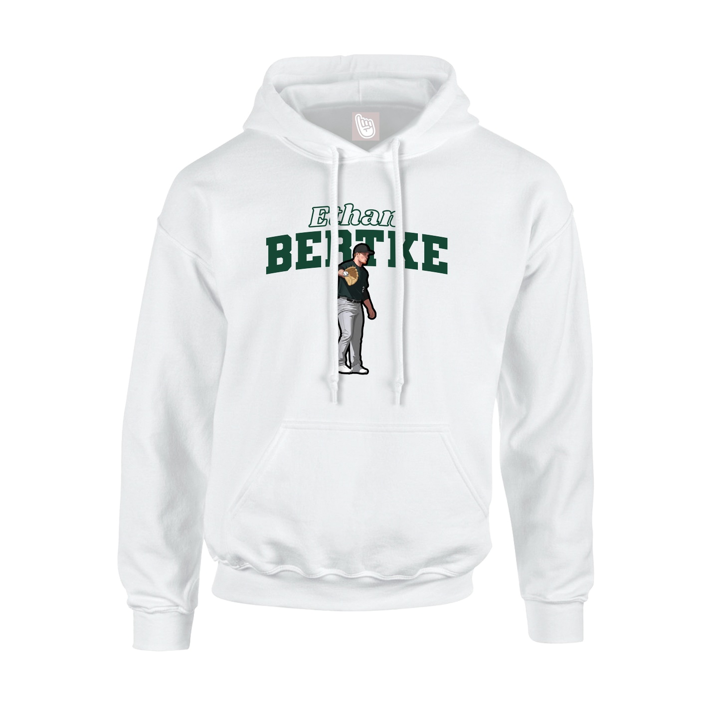 Youth Hoodie — Name Arch in White