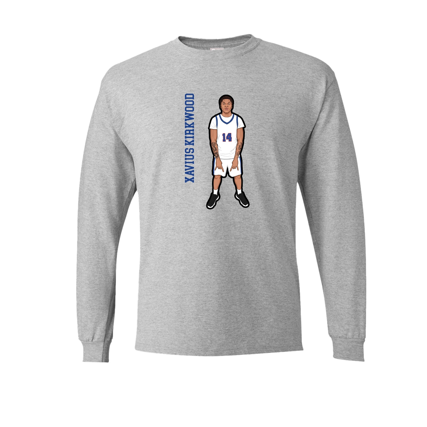 Long Sleeve Tee — Name Vertical in Grey