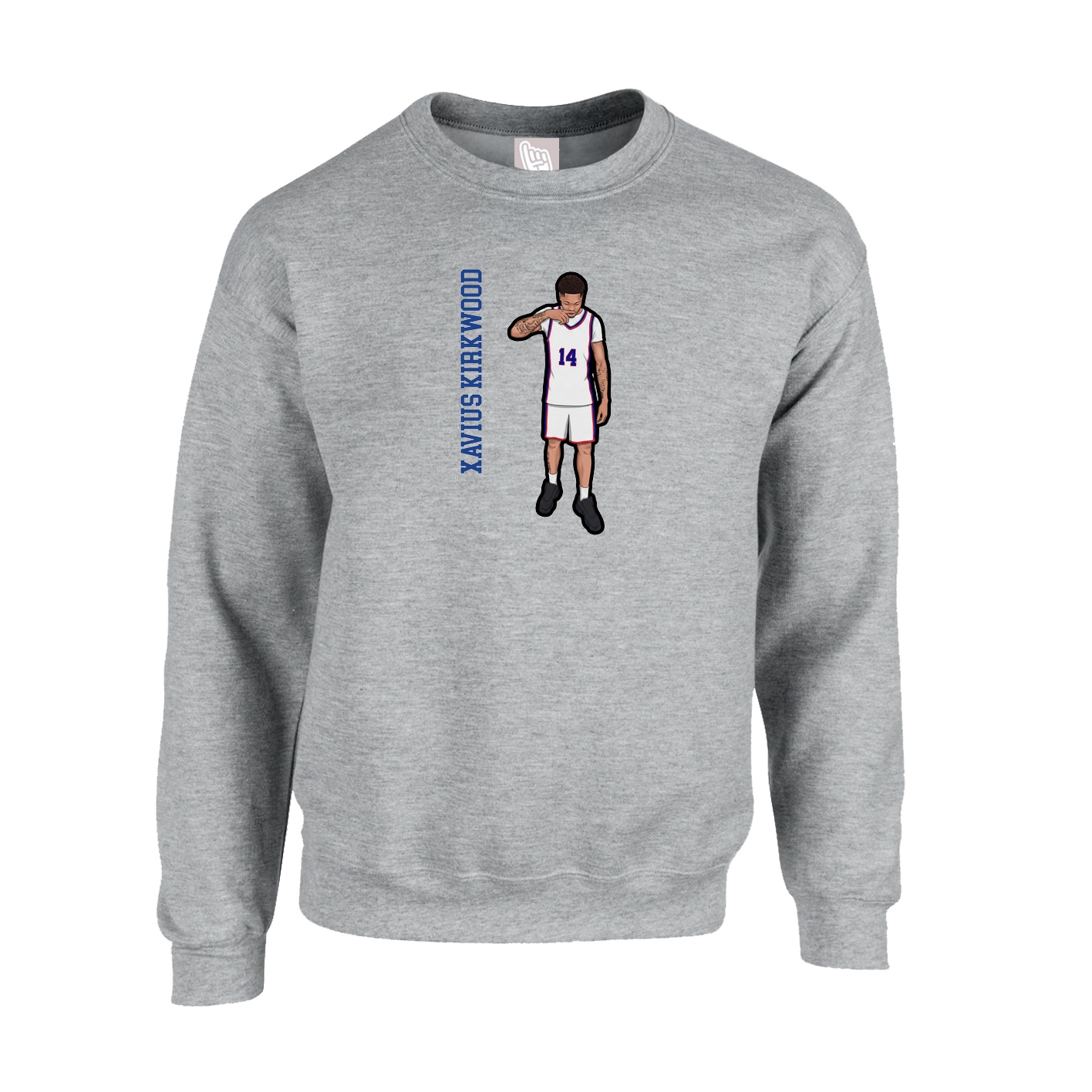 Fleece Crew — Name Vertical in Grey