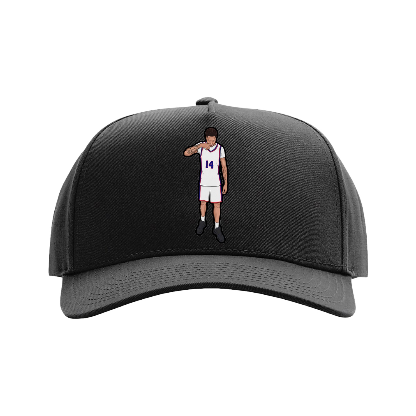 Full Fabric Five-Panel Champ Cap — Name Vertical in Black