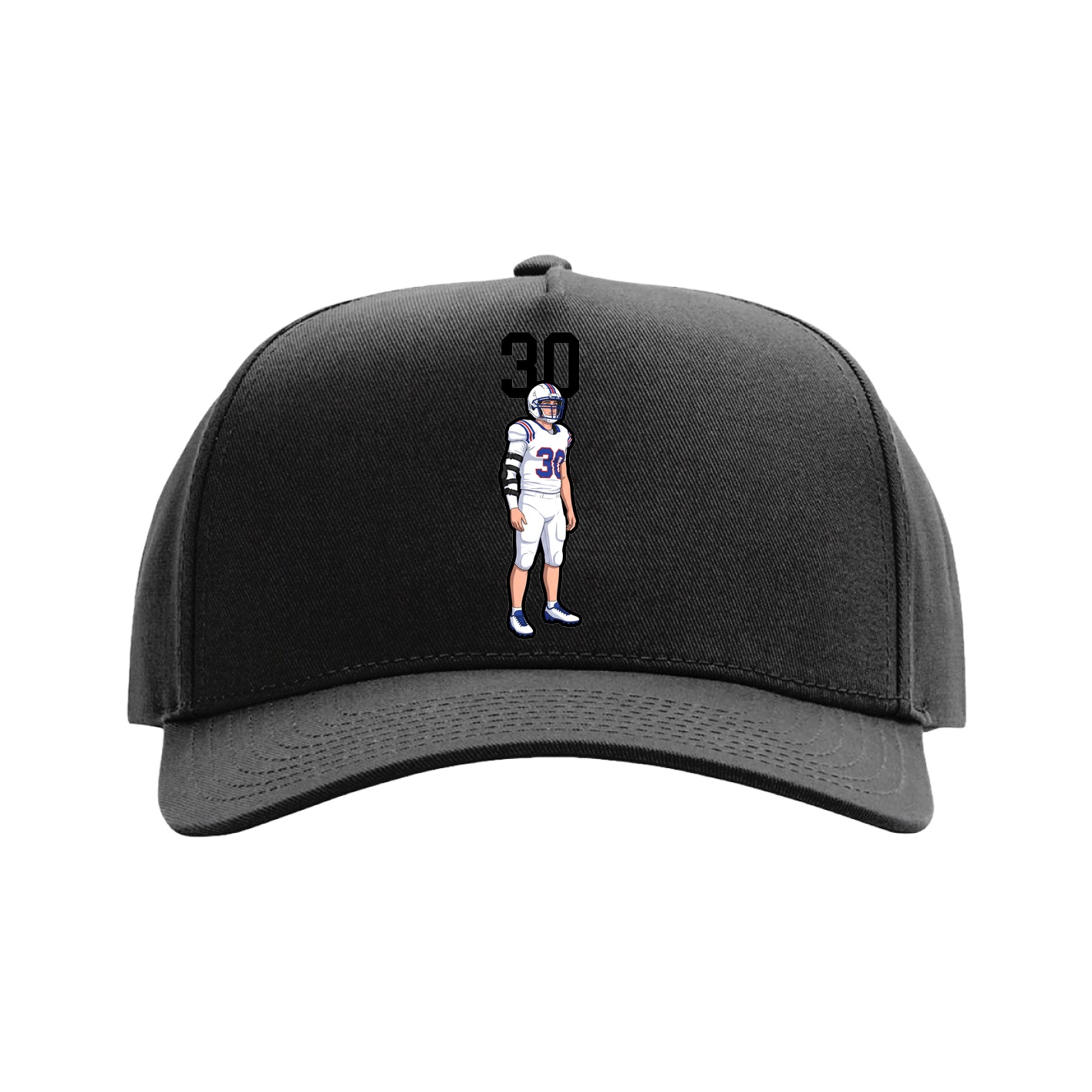 Full Fabric Five-Panel Champ Cap — Number Top in Black