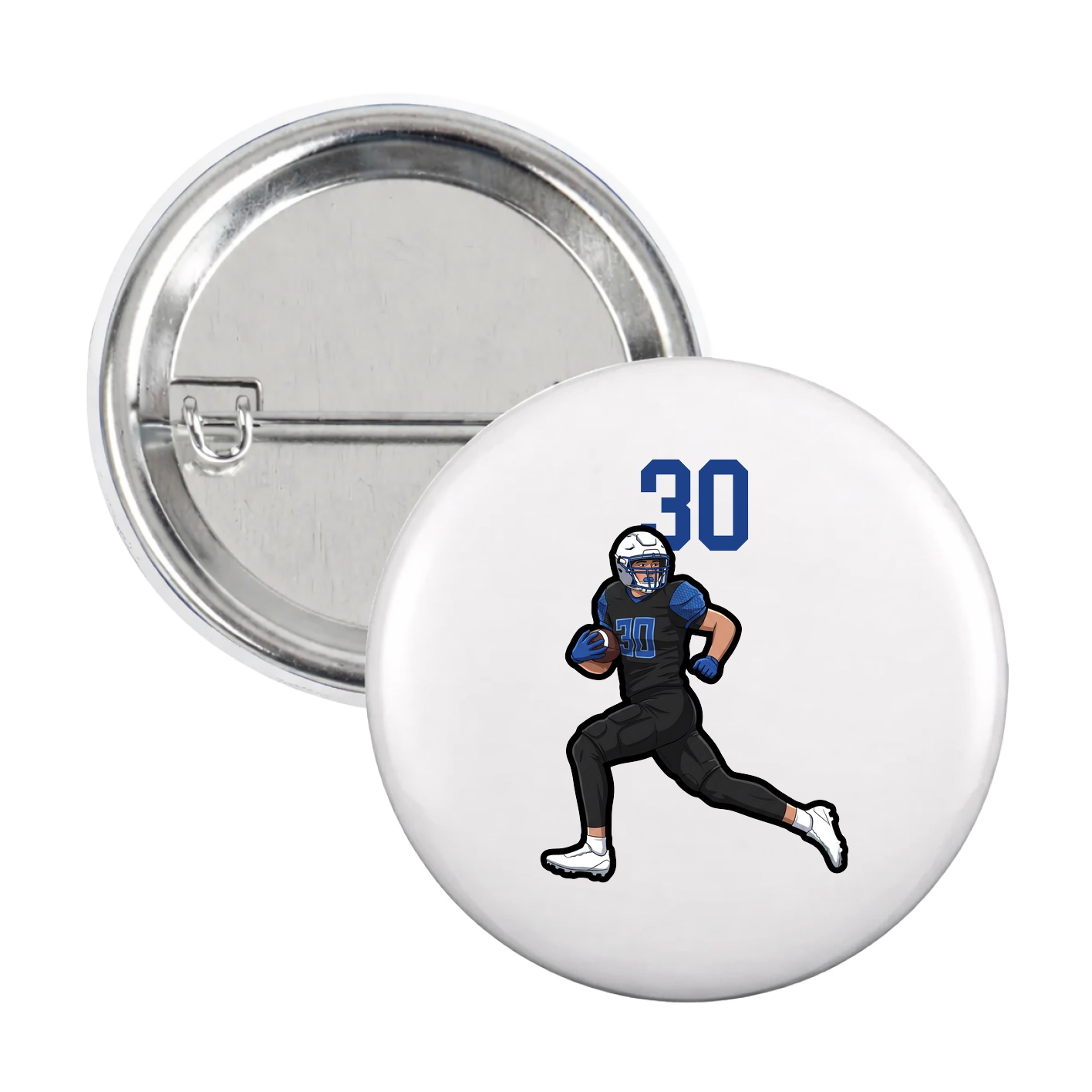 Game Day Button — Number Top in White