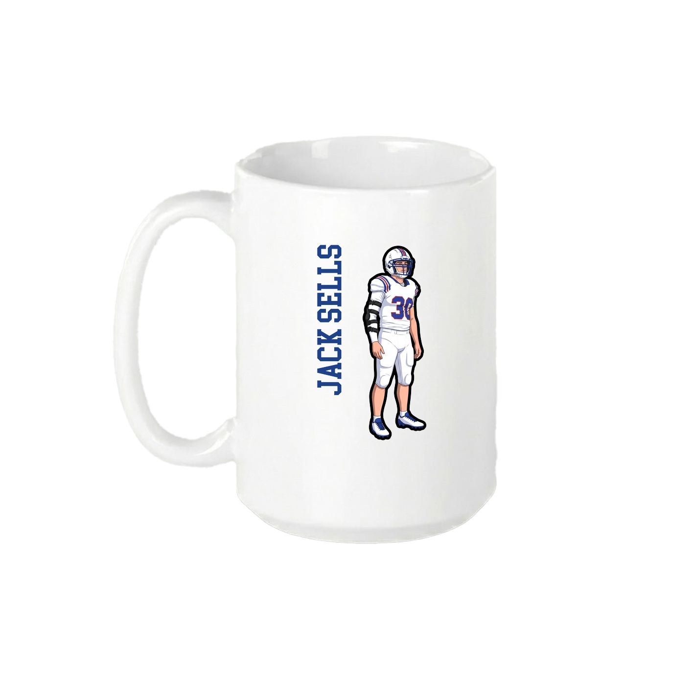 15oz Coffee Mug — Name Vertical in White
