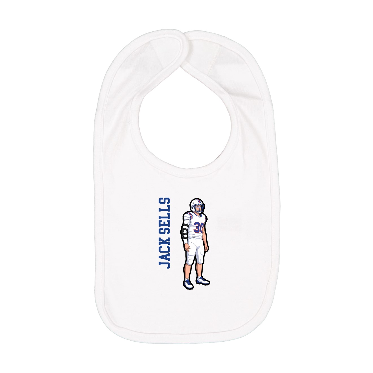 Infant Bib — Name Vertical in White