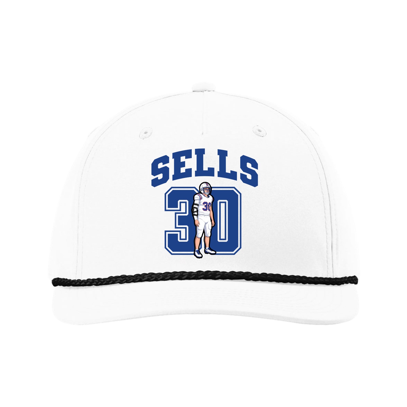 Five-Panel Classic Rope Cap — Number in White
