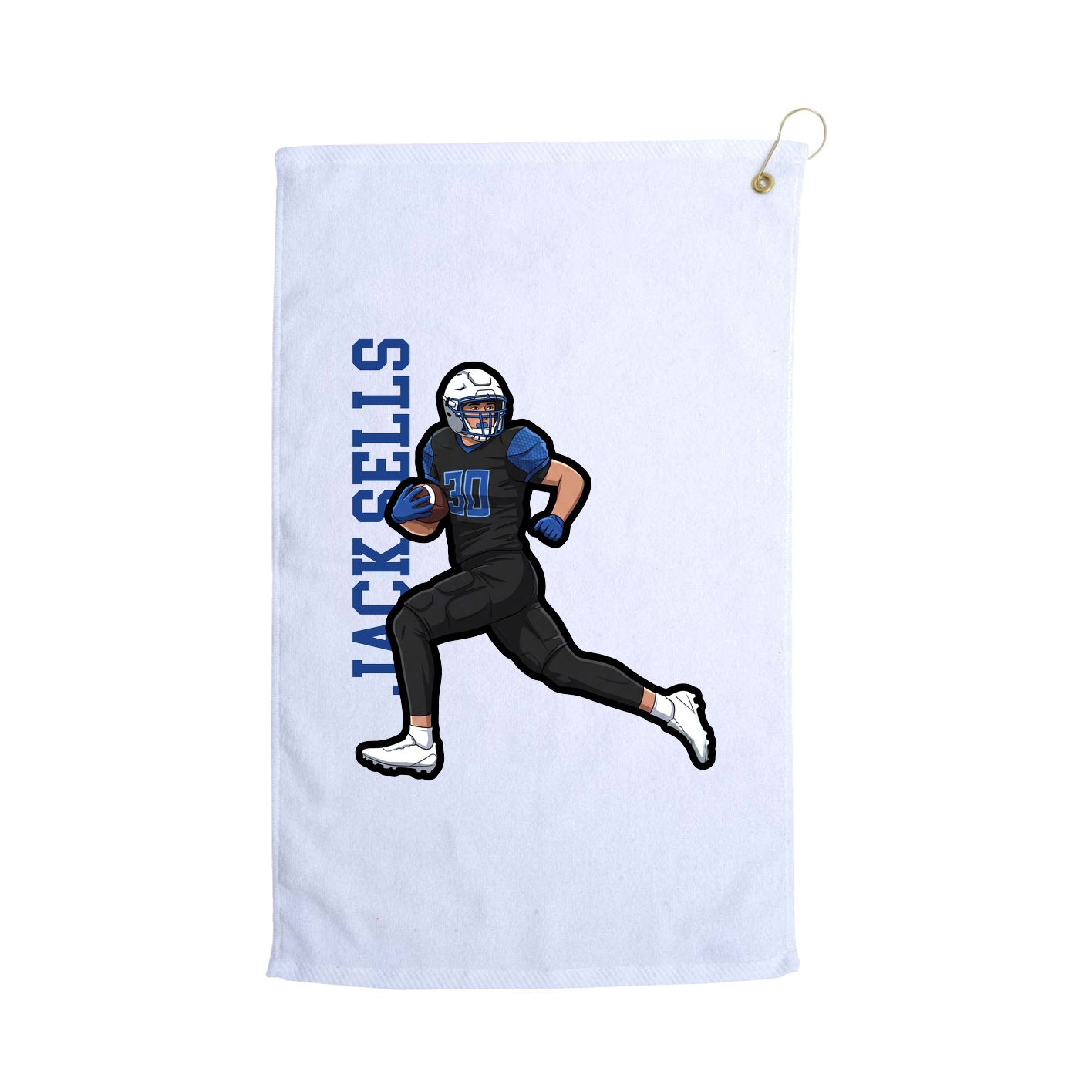 Golf Towel — Name Vertical in White