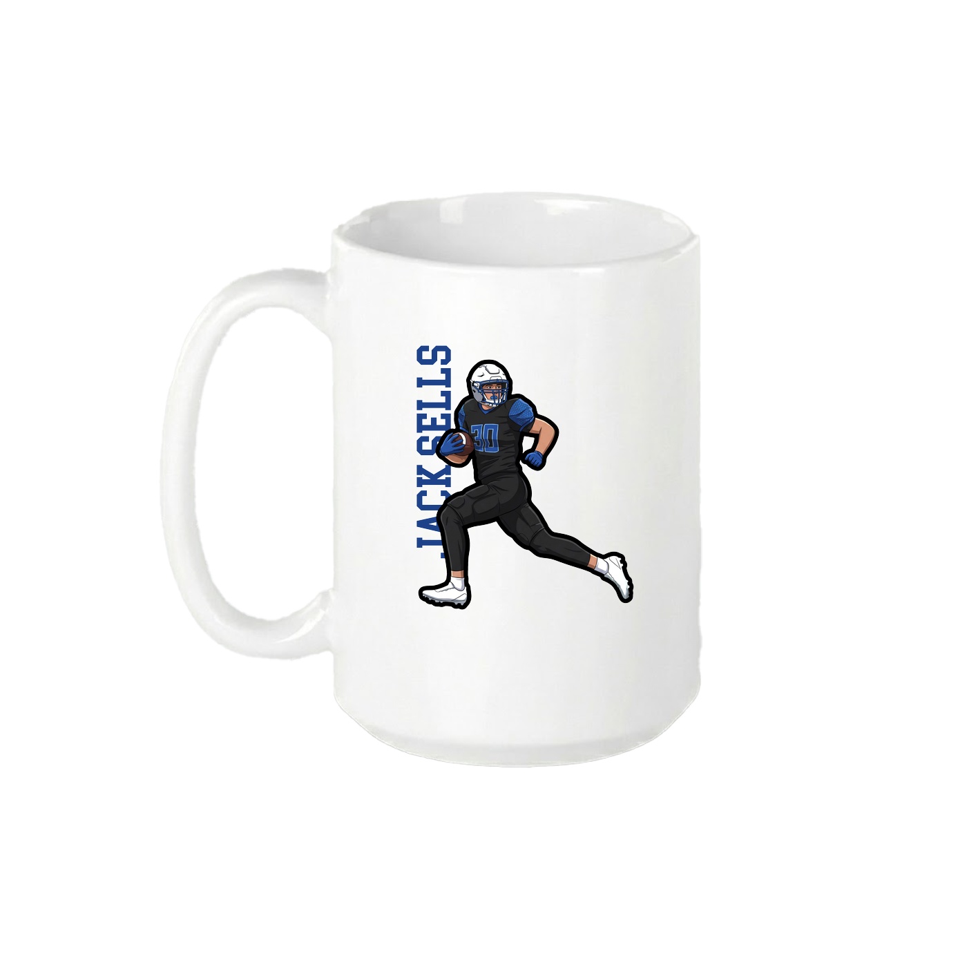 15oz Coffee Mug — Name Vertical in White