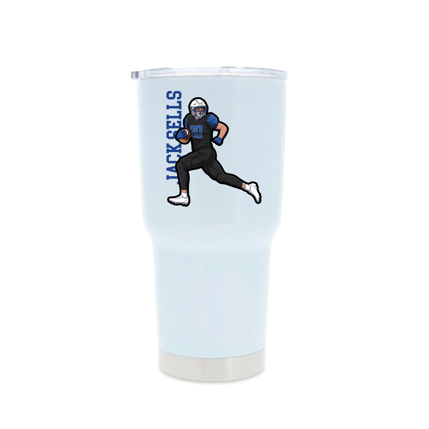 30oz Stainless Steel Tumbler — Name Vertical in White