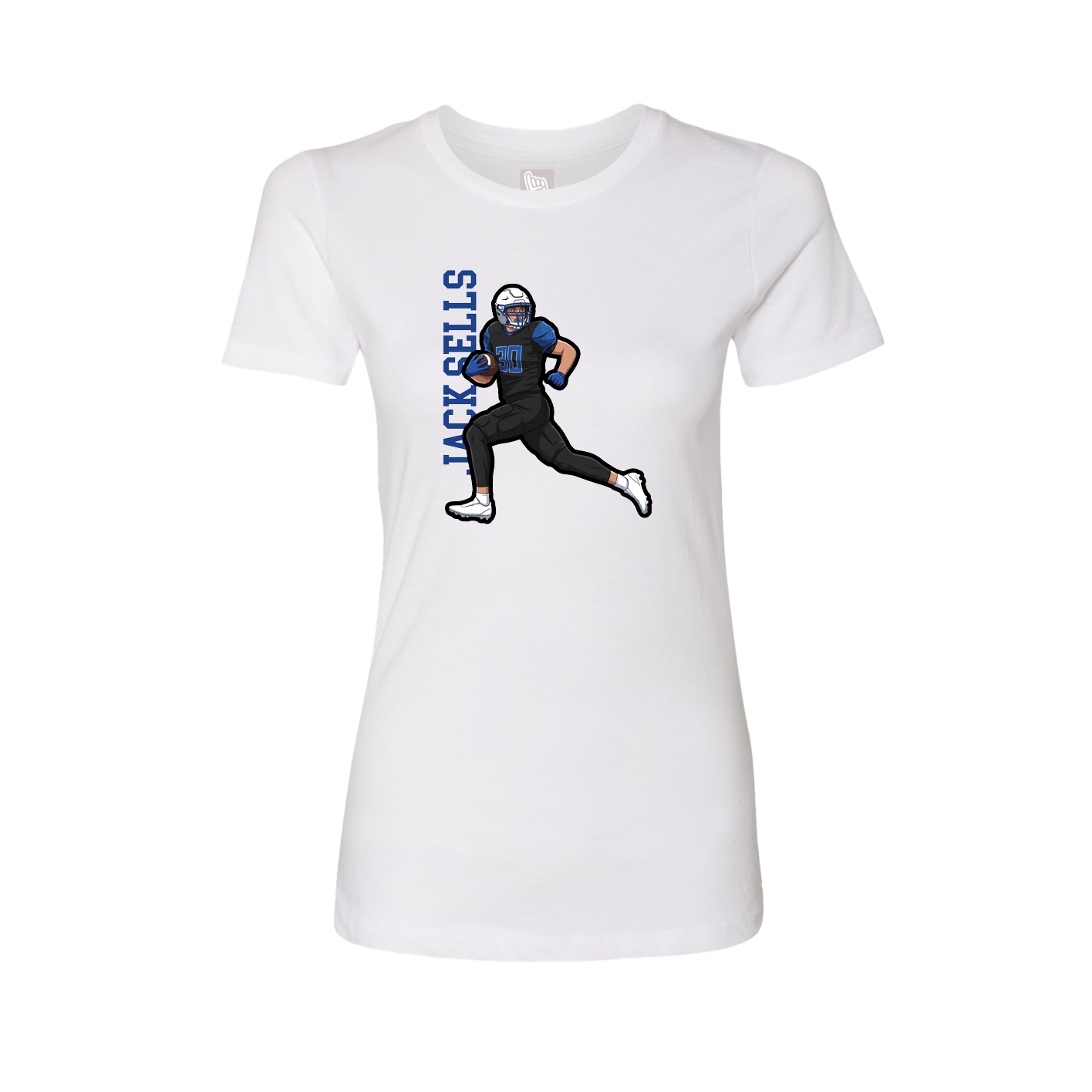 Fitted Women's Tee — Name Vertical in White
