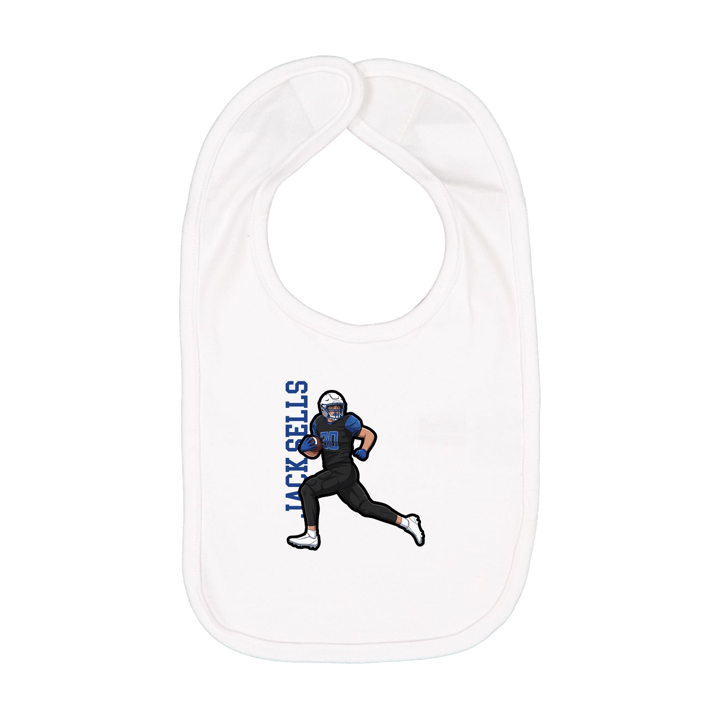 Infant Bib — Name Vertical in White