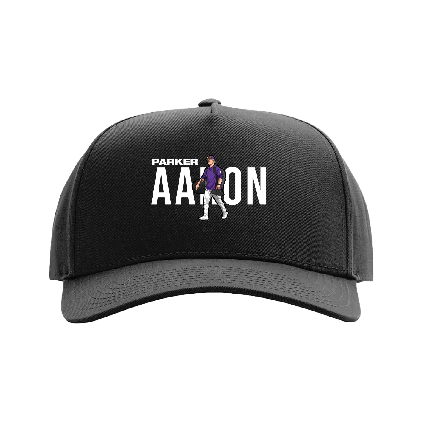 Full Fabric Five-Panel Champ Cap — Player Name in Black