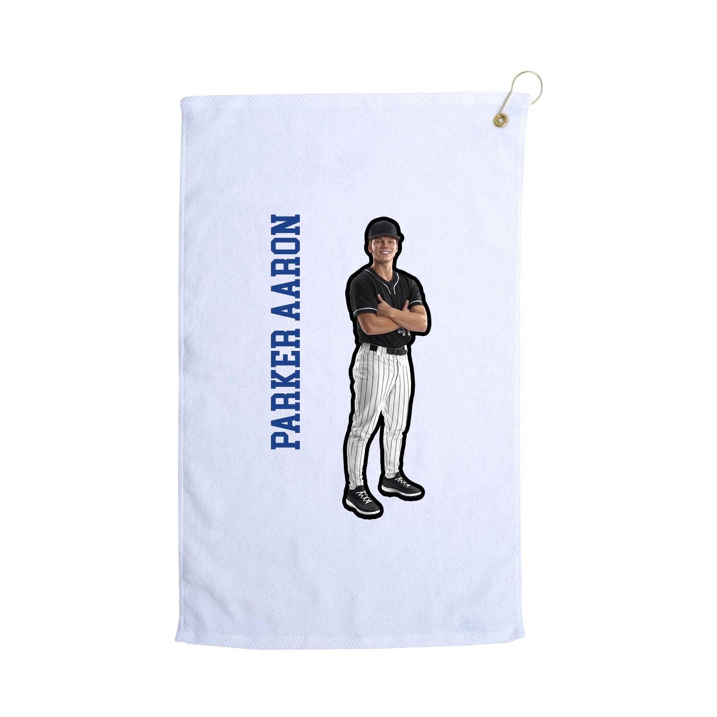 Golf Towel — Name Vertical in White