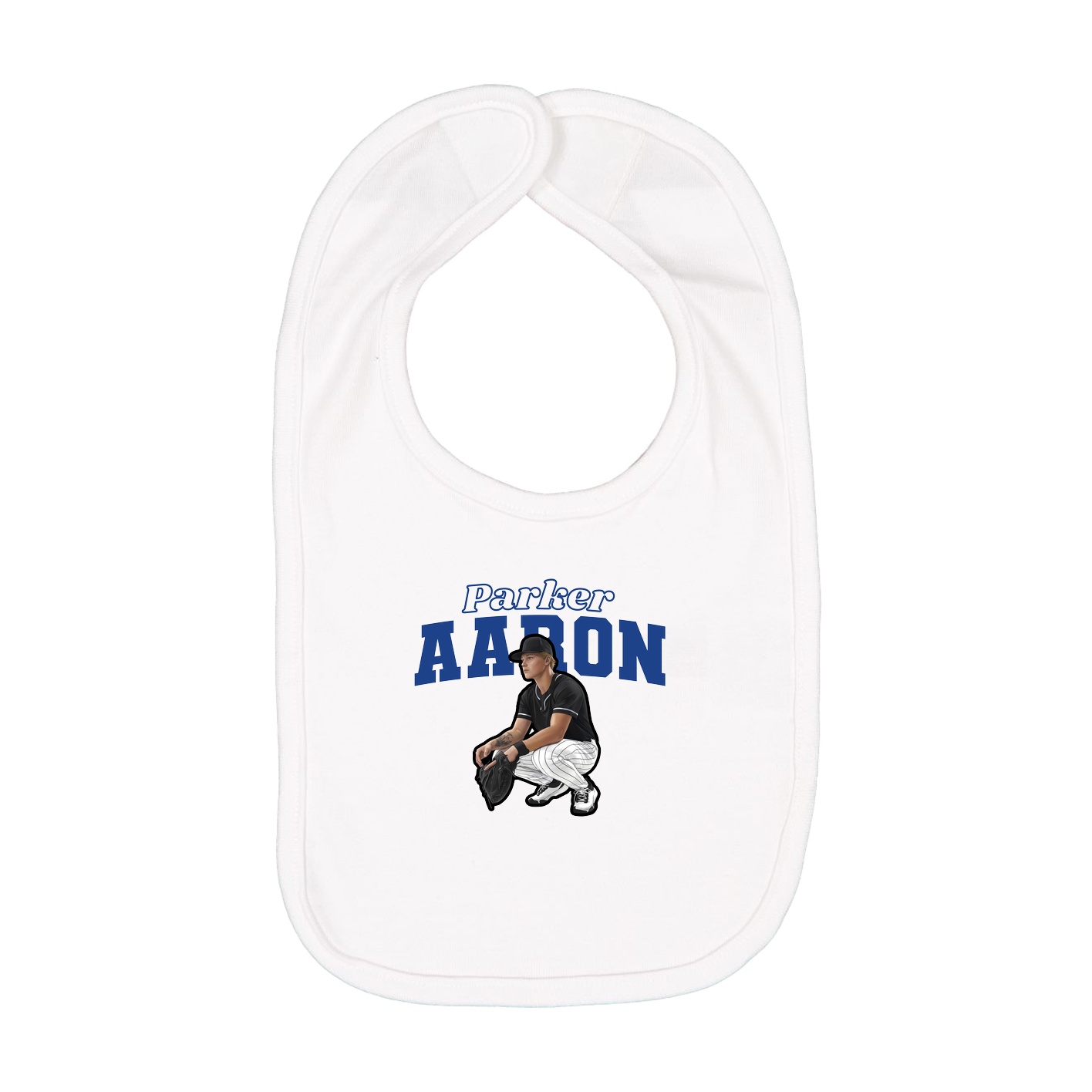 Infant Bib — Name Arch in White