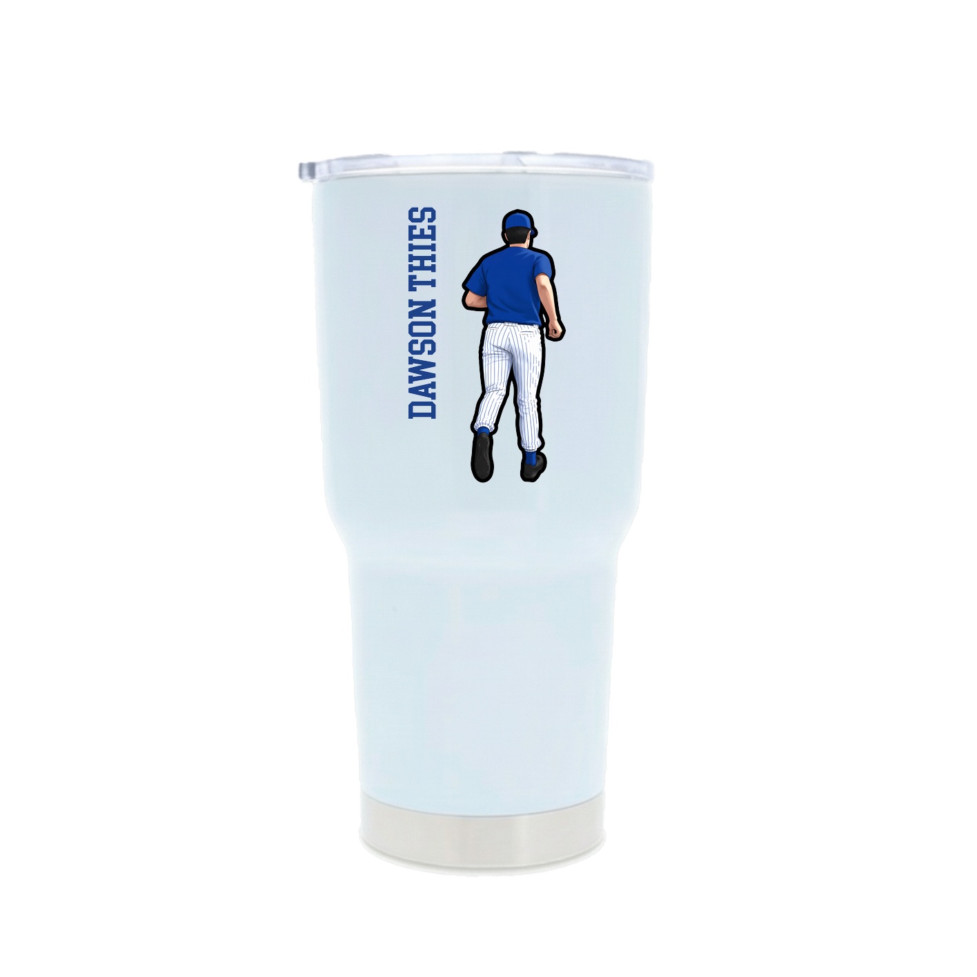 30oz Stainless Steel Tumbler — Name Vertical in White