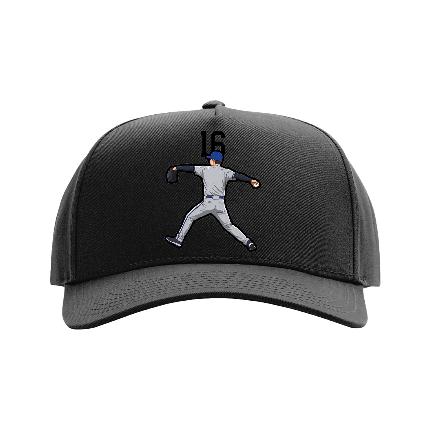 Full Fabric Five-Panel Champ Cap — Number Top in Black