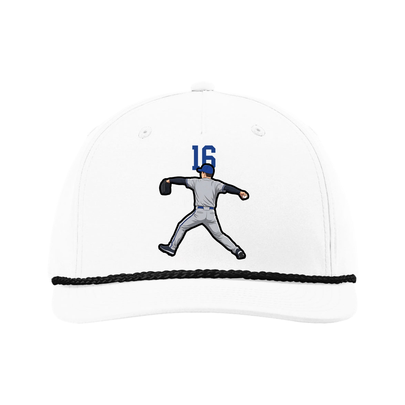 Five-Panel Classic Rope Cap — Number Top in White