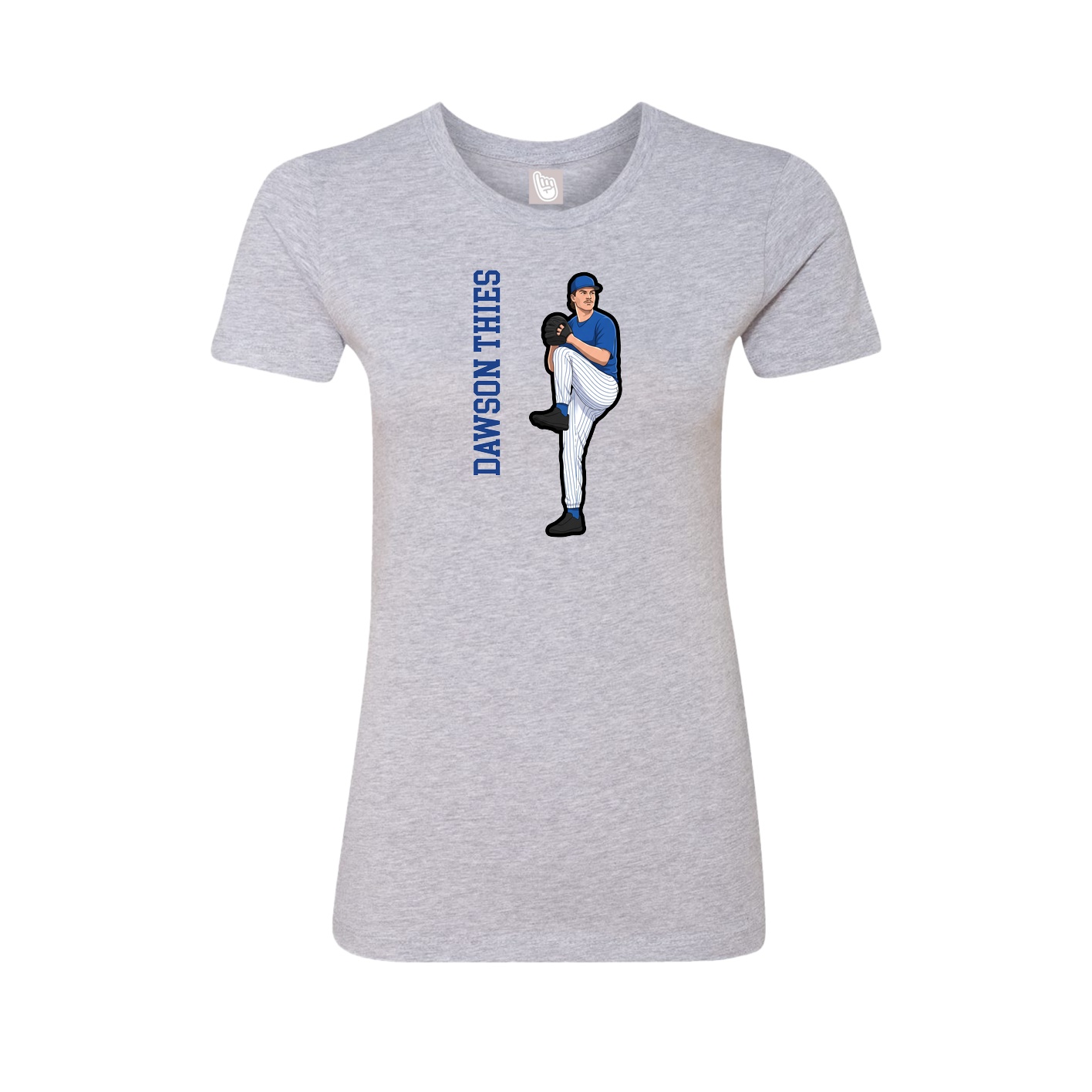 Fitted Women's Tee — Name Vertical in Grey