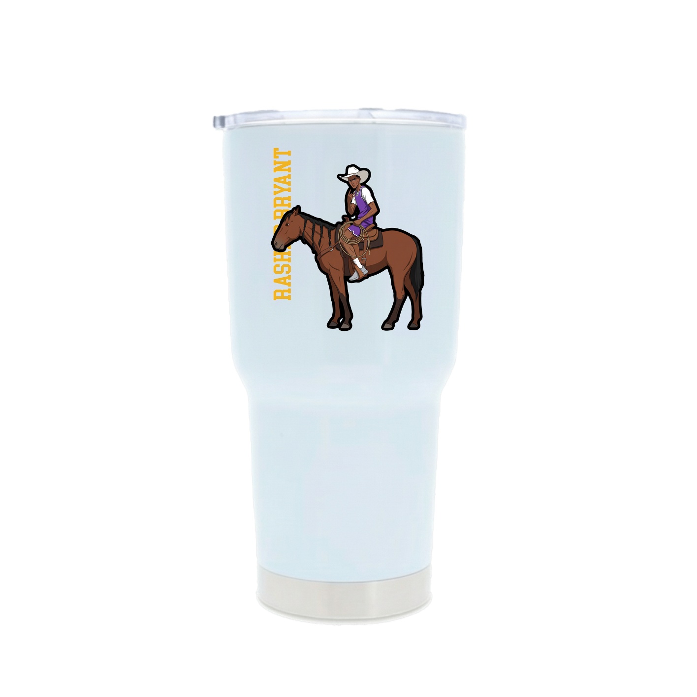 30oz Stainless Steel Tumbler — Name Vertical in White