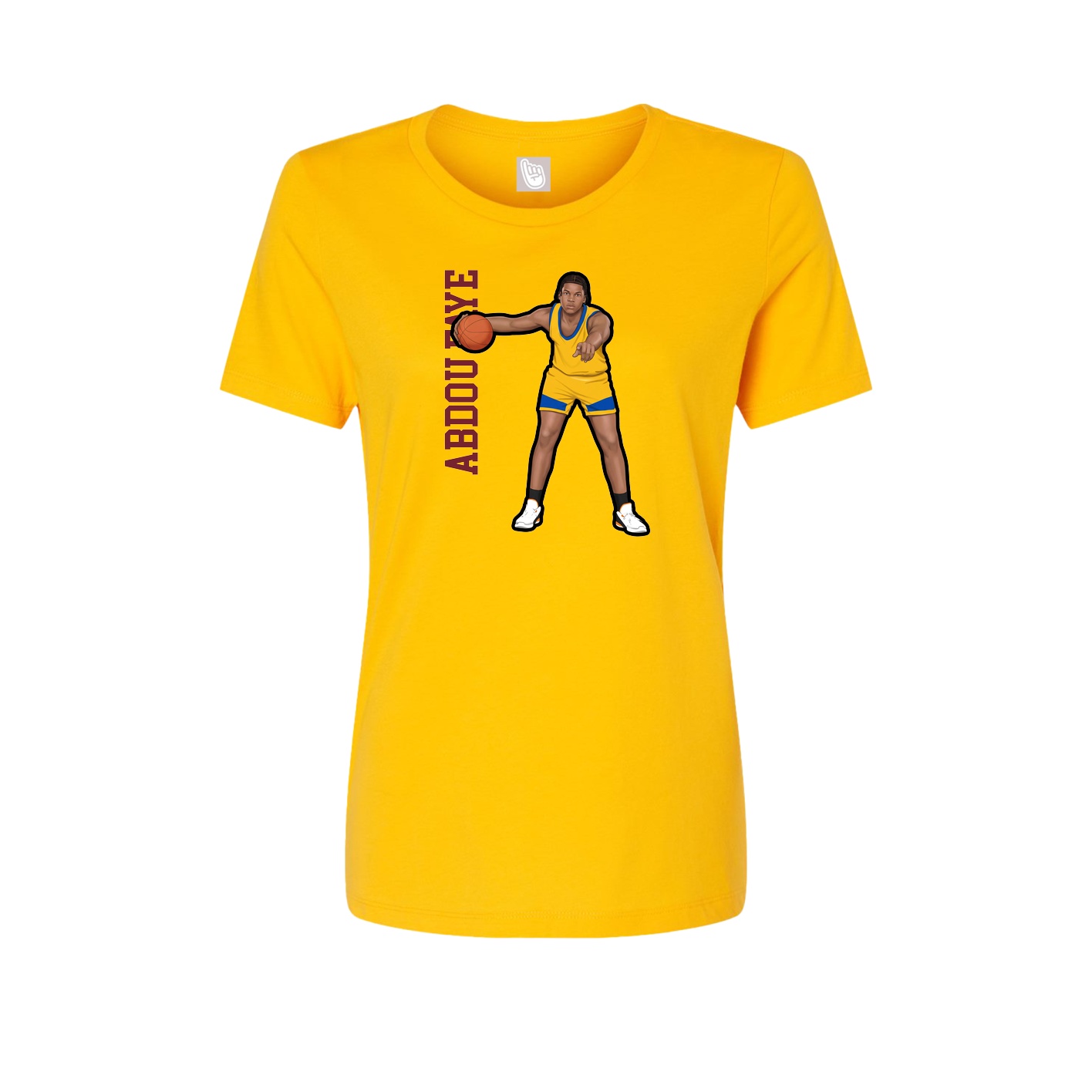 Fitted Women's Tee — Name Vertical in Gold