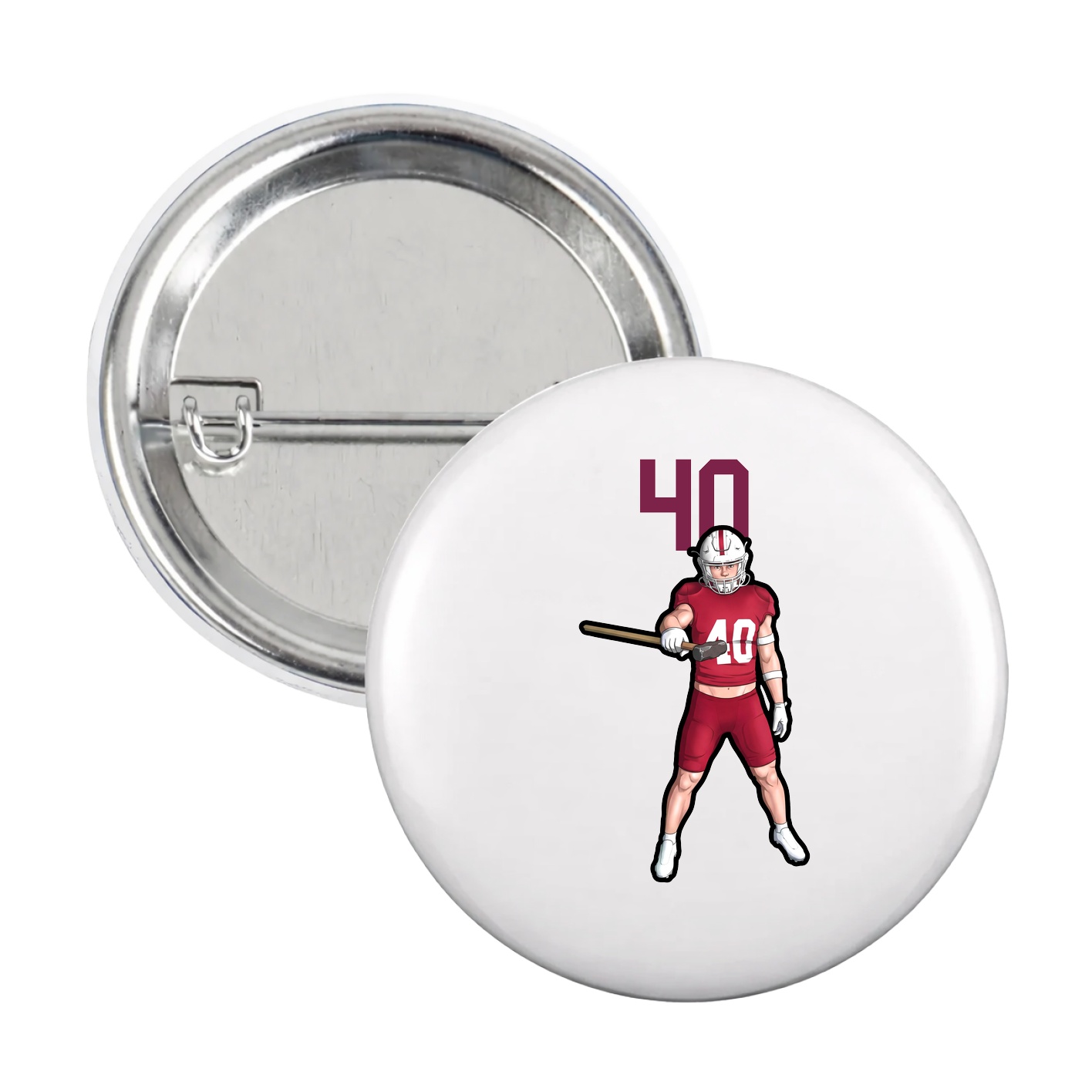 Game Day Button — Number Top in White