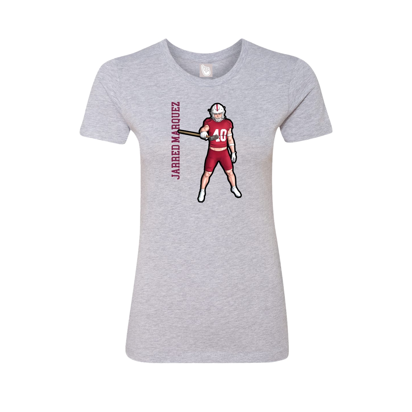 Fitted Women's Tee — Name Vertical in Grey