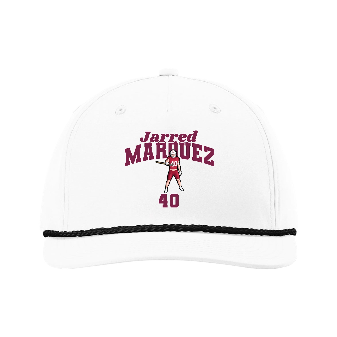 Five-Panel Classic Rope Cap — Signature Arch in White