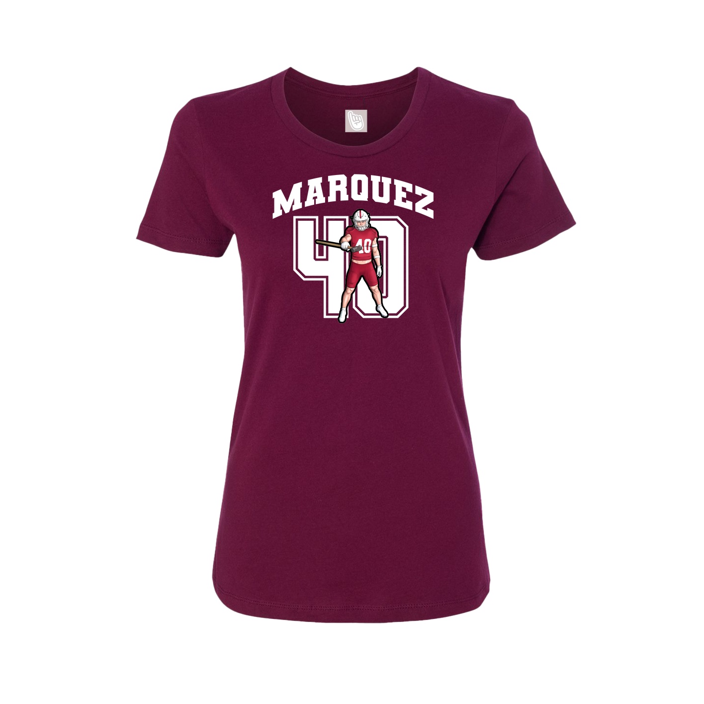 Fitted Women's Tee — Number in Maroon