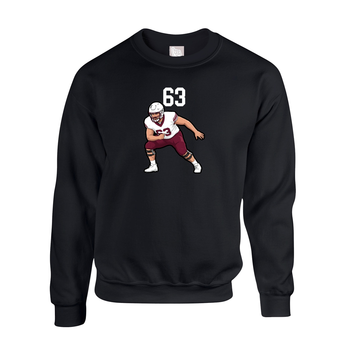 Fleece Crew — Number Top in Black