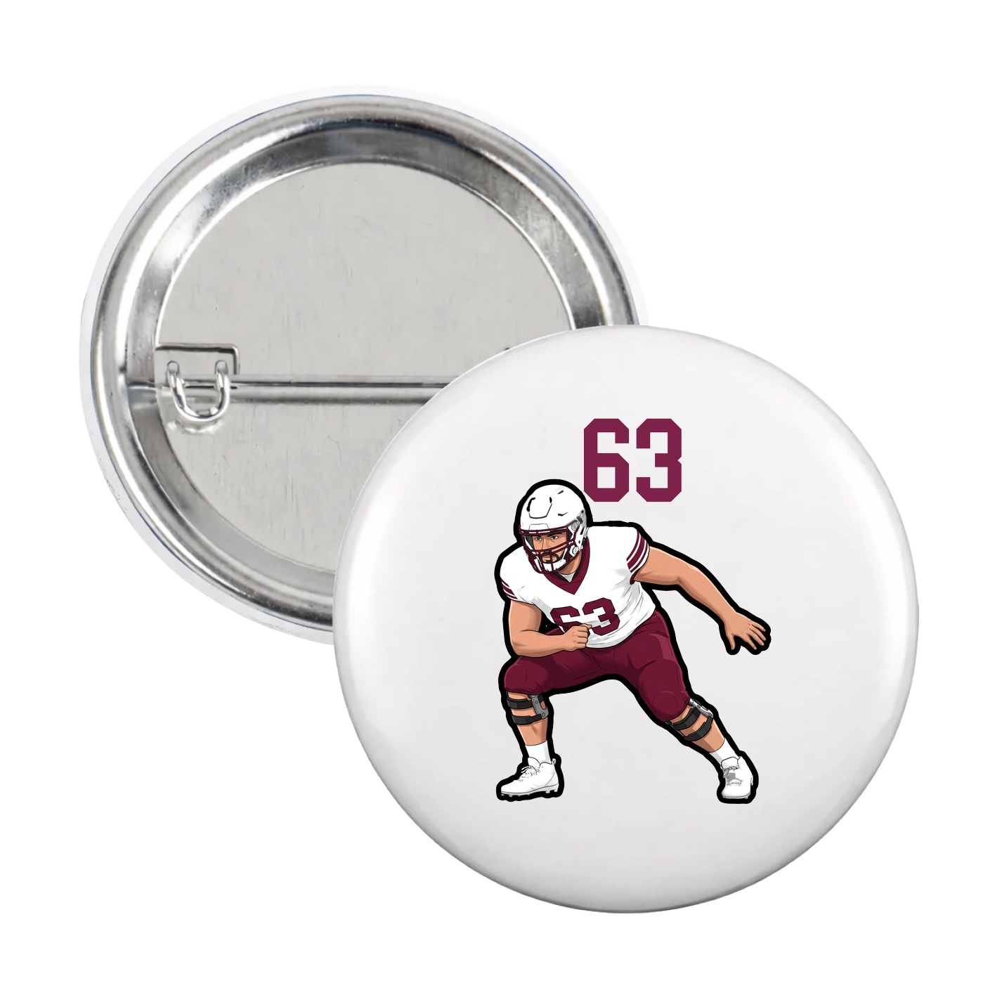 Game Day Button — Number Top in White