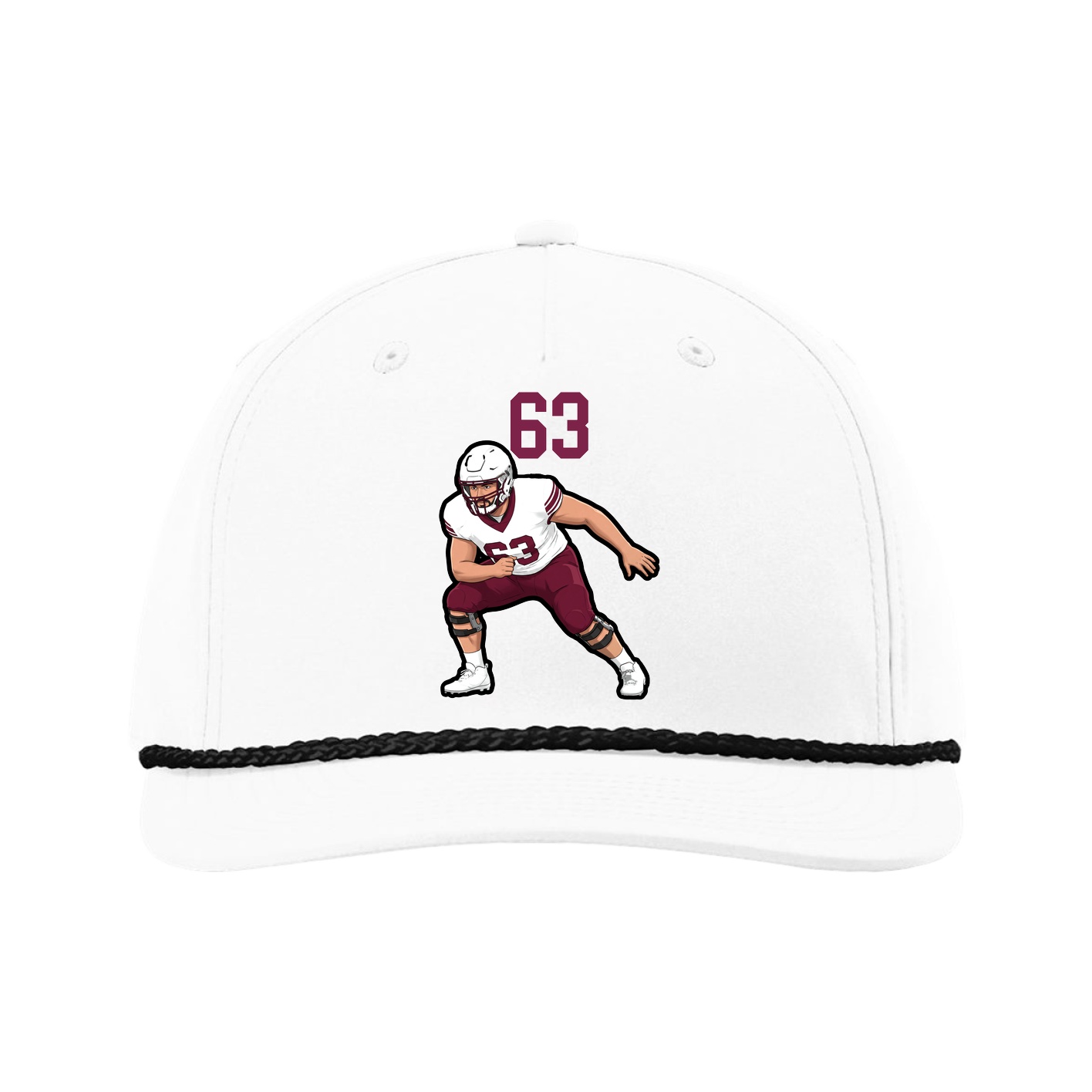 Five-Panel Classic Rope Cap — Number Top in White