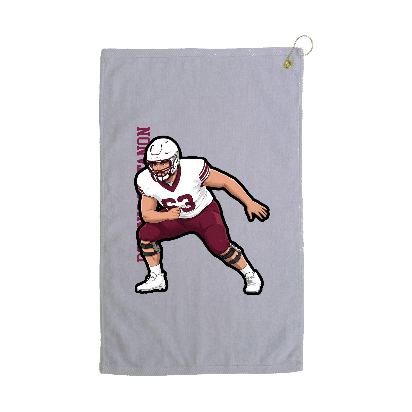 Golf Towel — Name Vertical in Grey