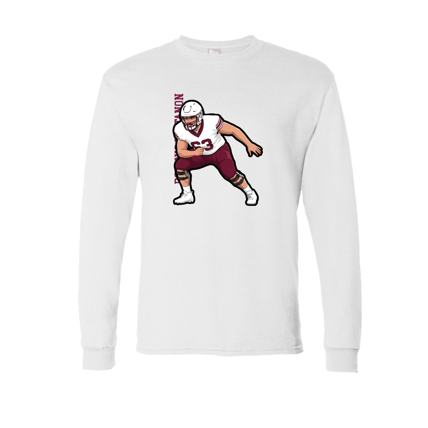 Long Sleeve Tee — Name Vertical in White