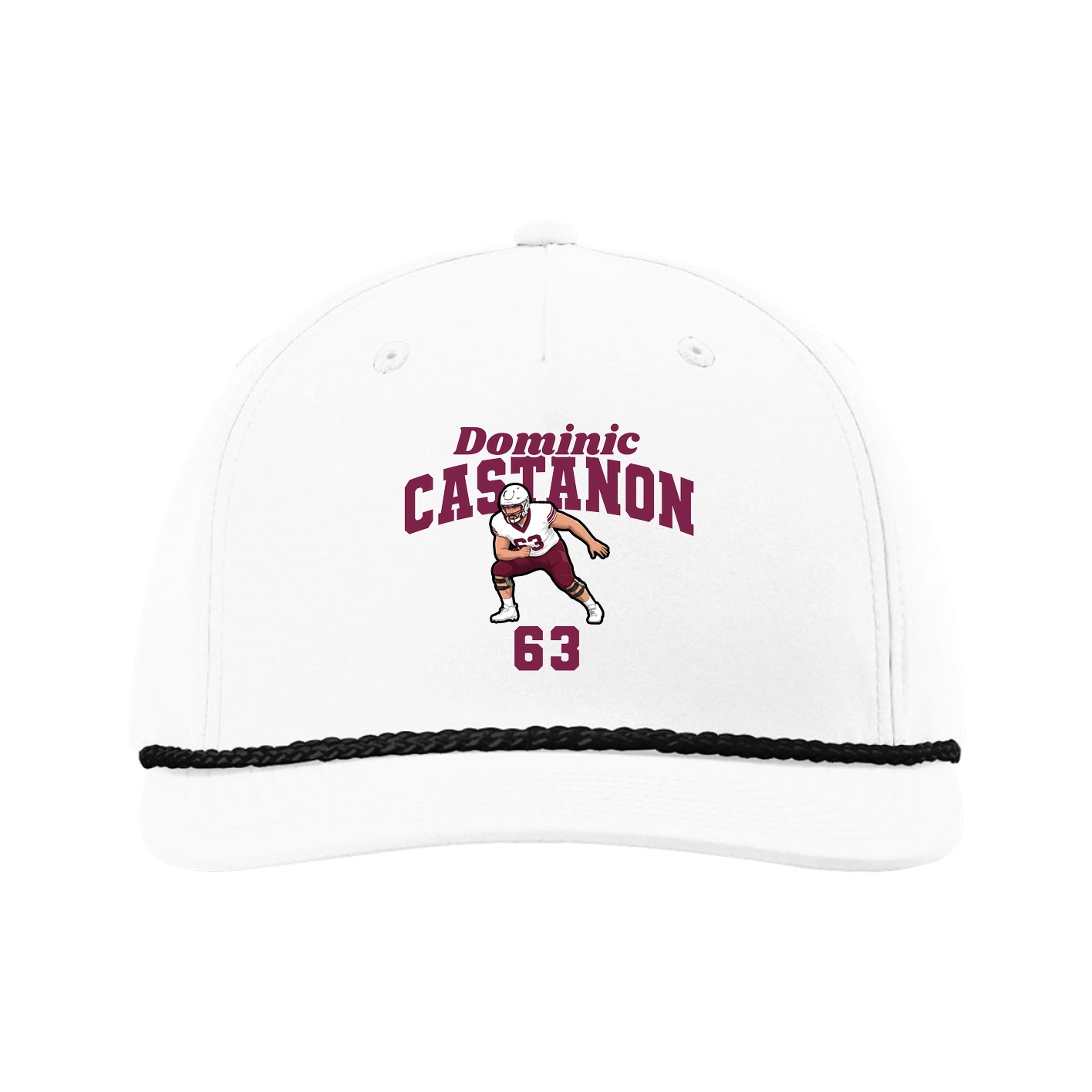 Five-Panel Classic Rope Cap — Signature Arch in White
