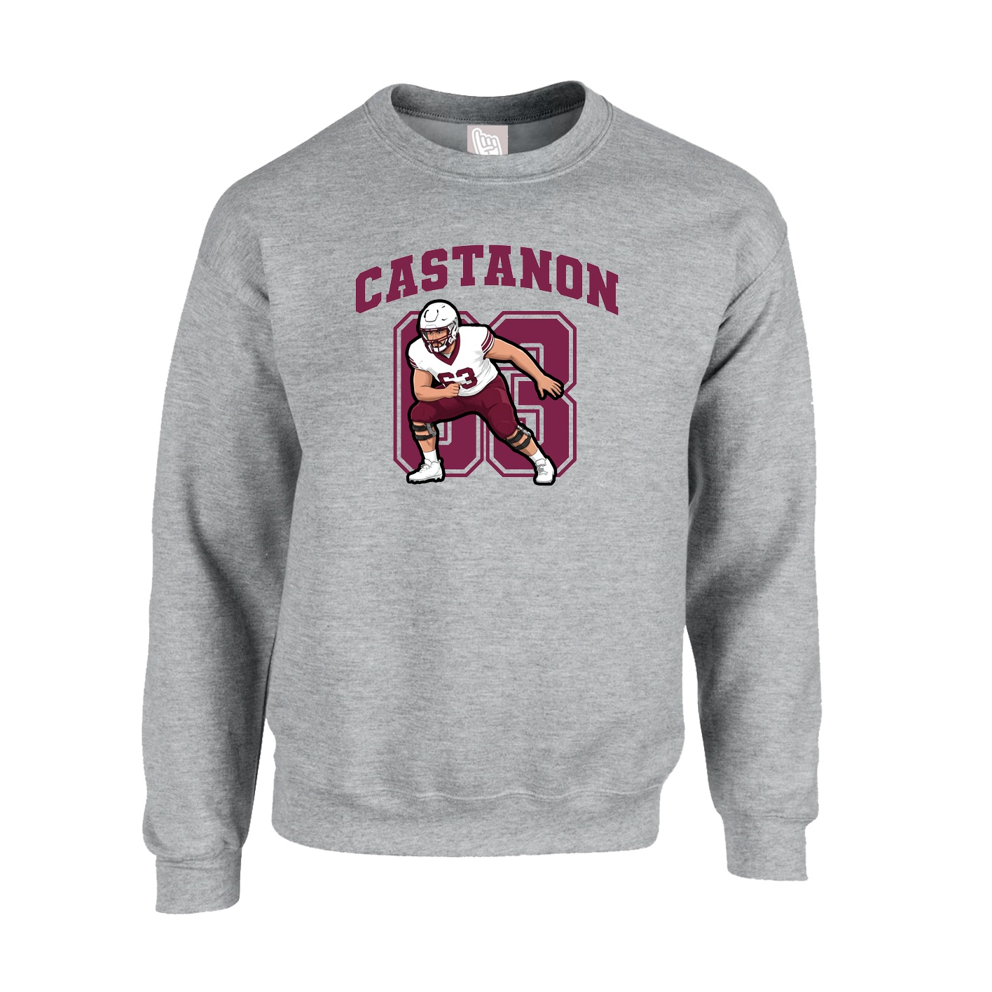 Fleece Crew — Number in Grey