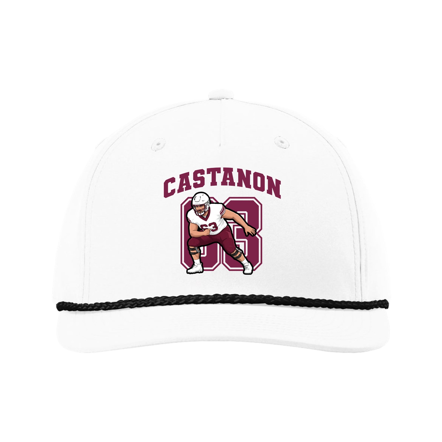 Five-Panel Classic Rope Cap — Number in White