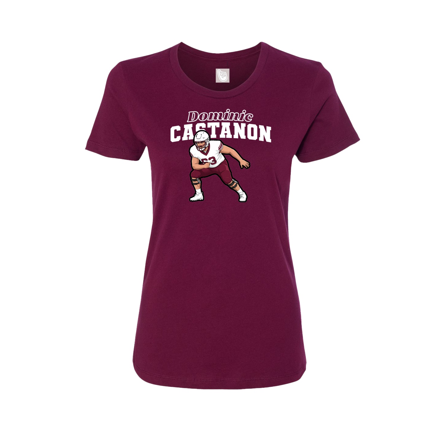 Fitted Women's Tee — Name Arch in Maroon