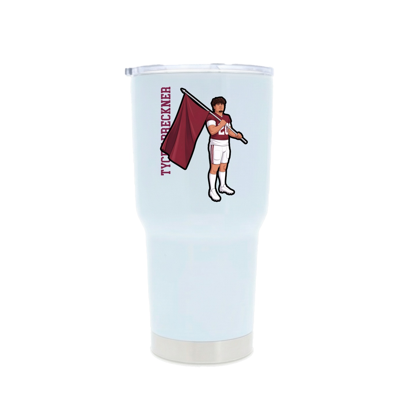 30oz Stainless Steel Tumbler — Name Vertical in White