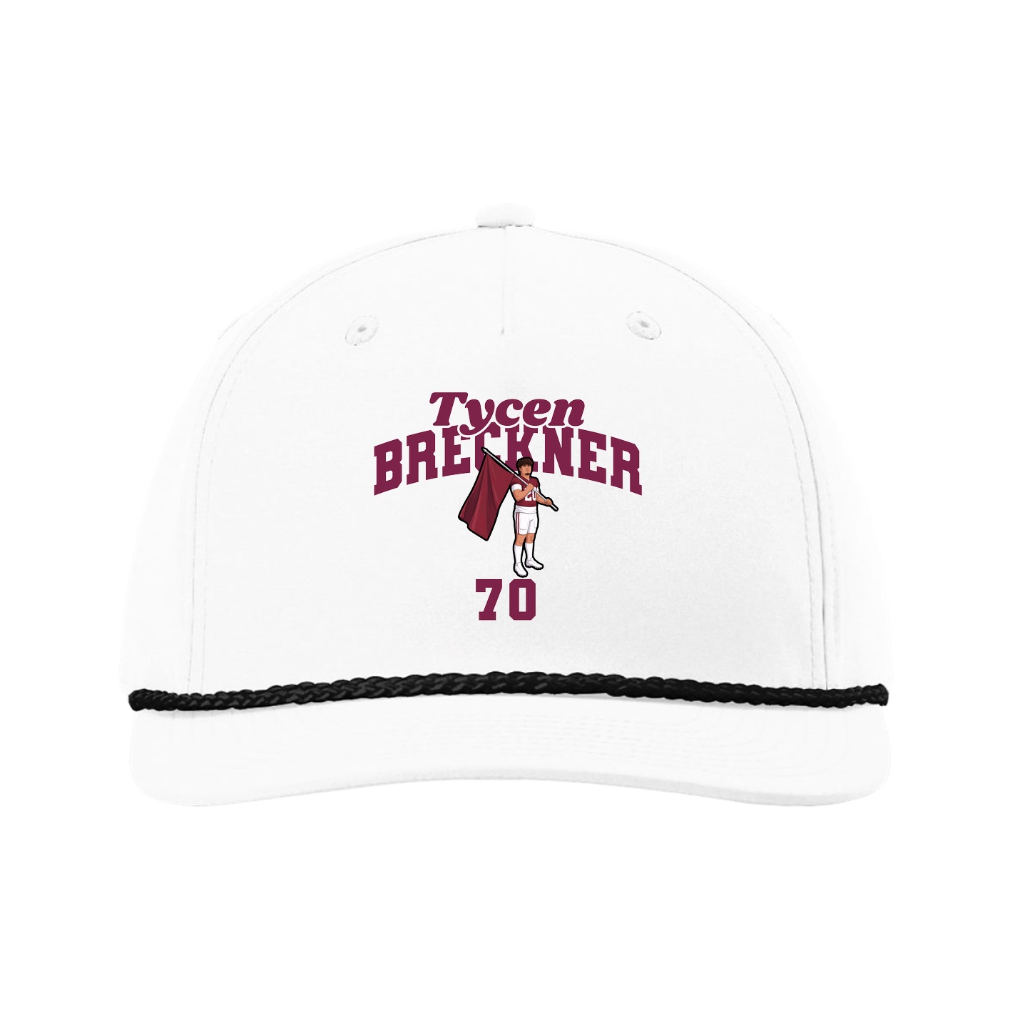Five-Panel Classic Rope Cap — Signature Arch in White