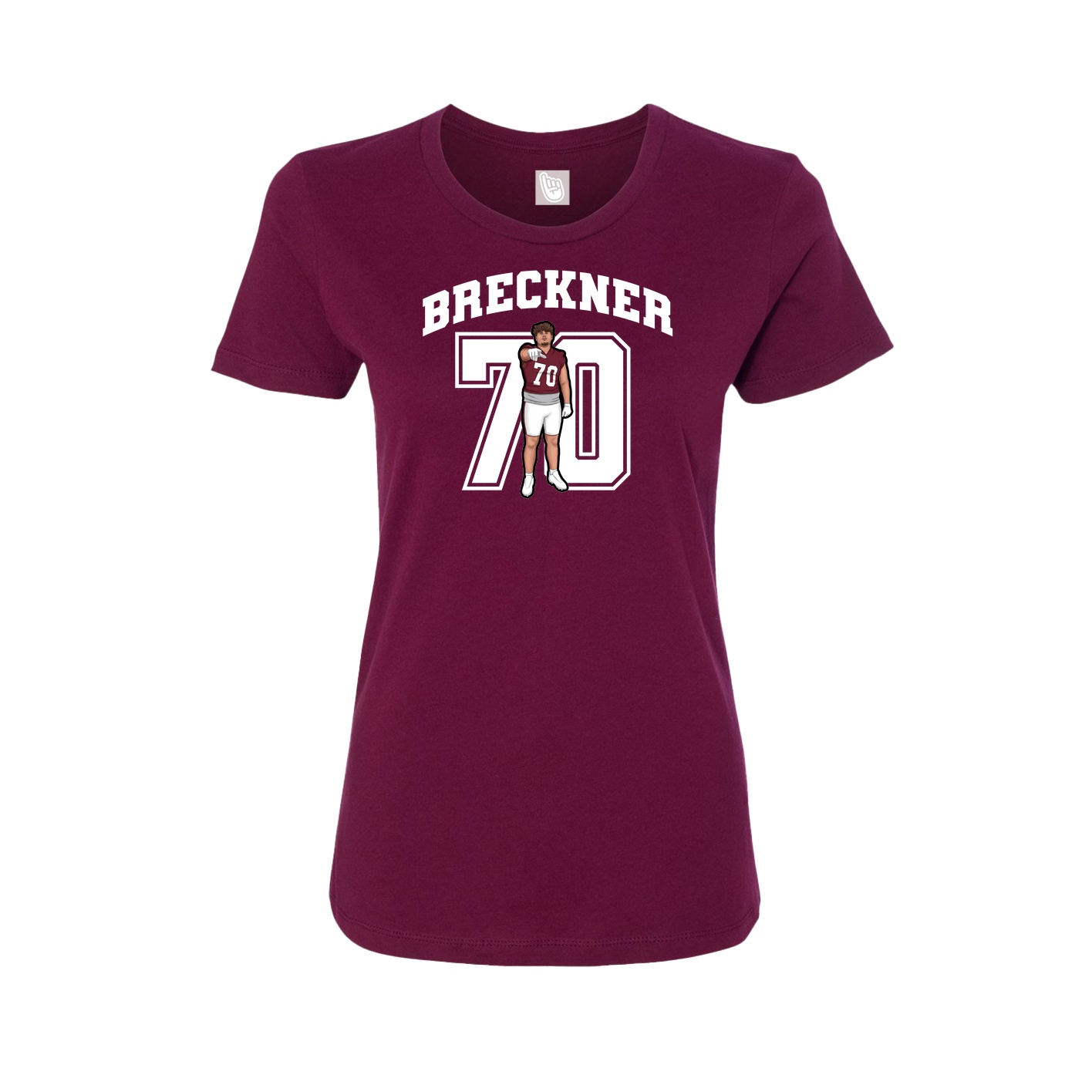 Fitted Women's Tee — Number in Maroon