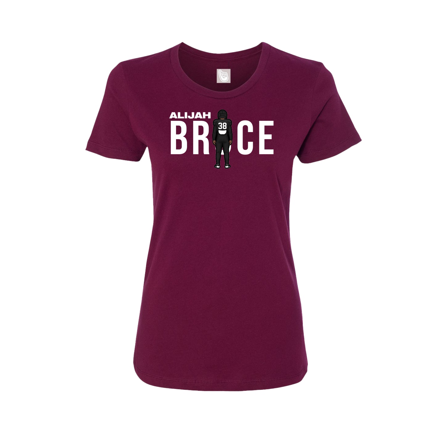 Fitted Women's Tee — Player Name in Maroon