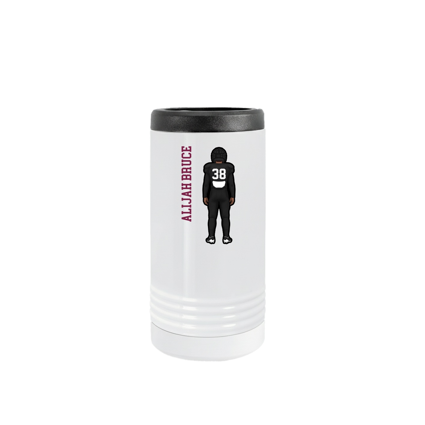 Slim Beverage Holder — Name Vertical in White