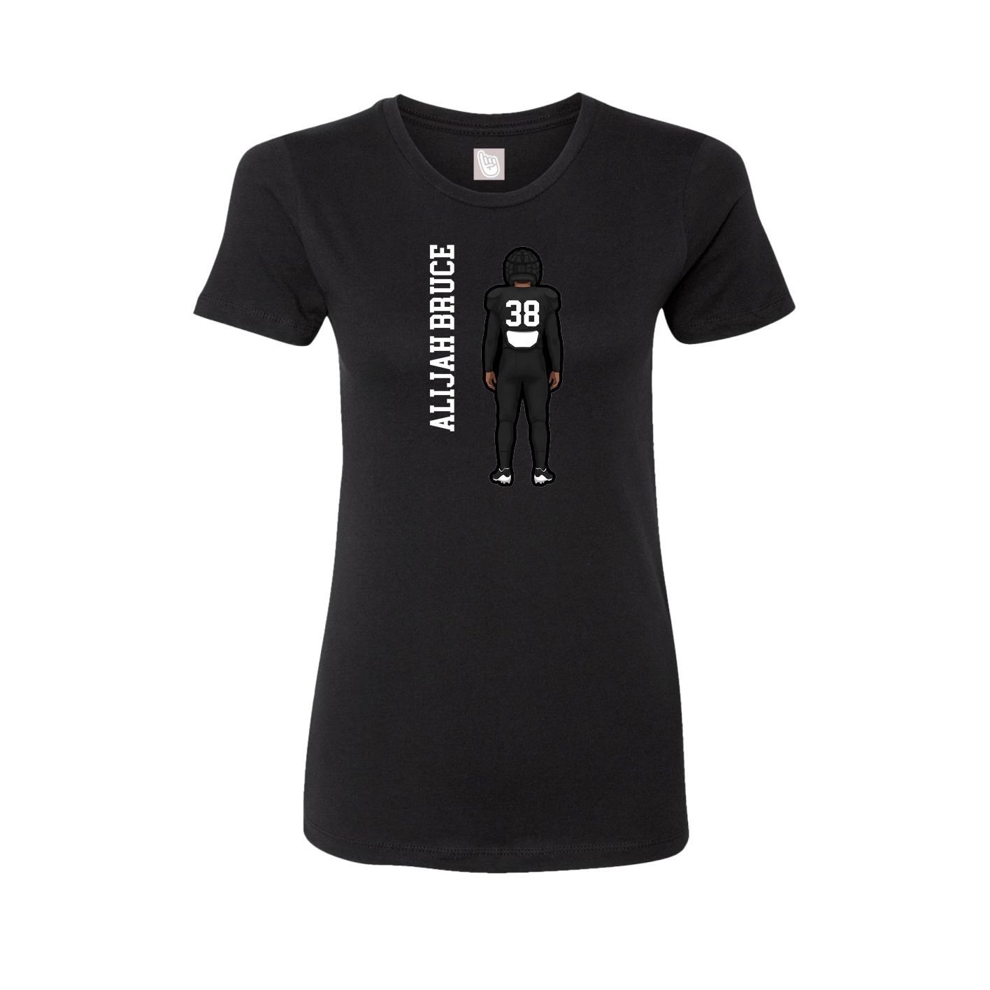 Fitted Women's Tee — Name Vertical in Black