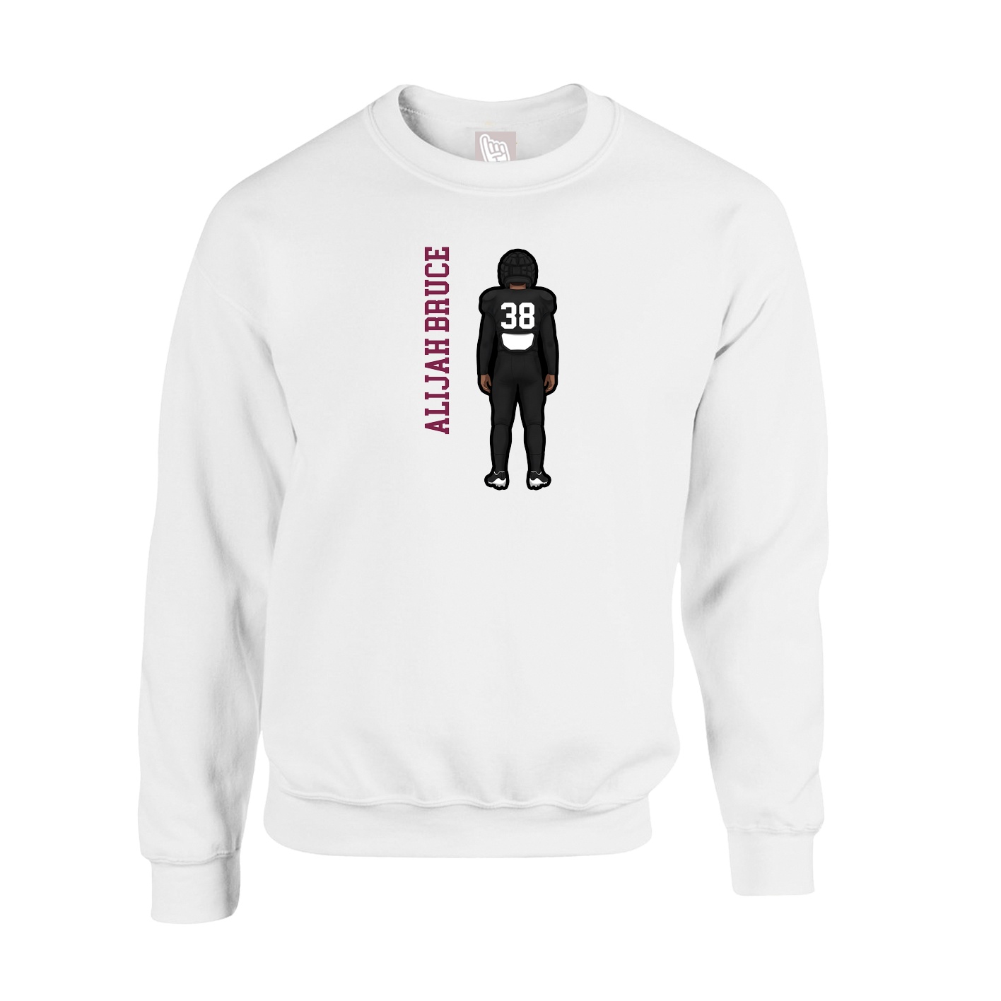 Fleece Crew — Name Vertical in White