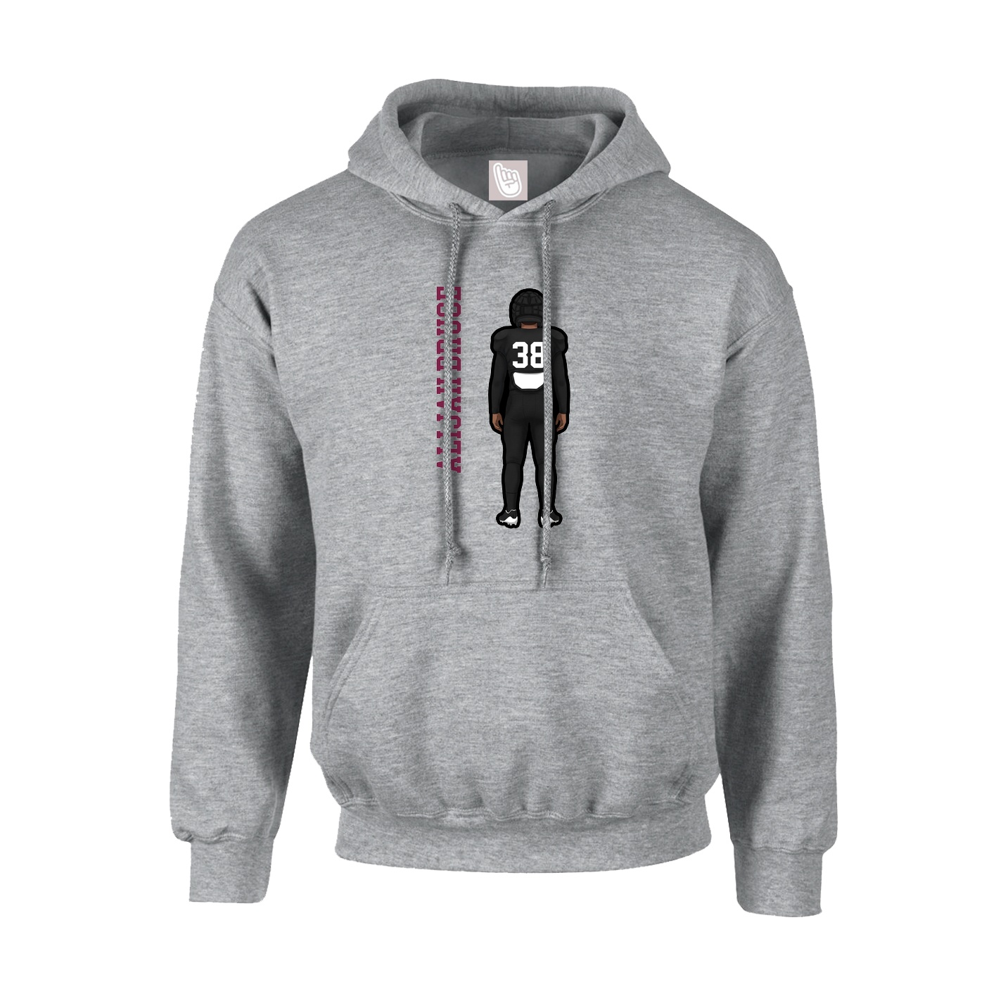 Youth Hoodie — Name Vertical in Grey