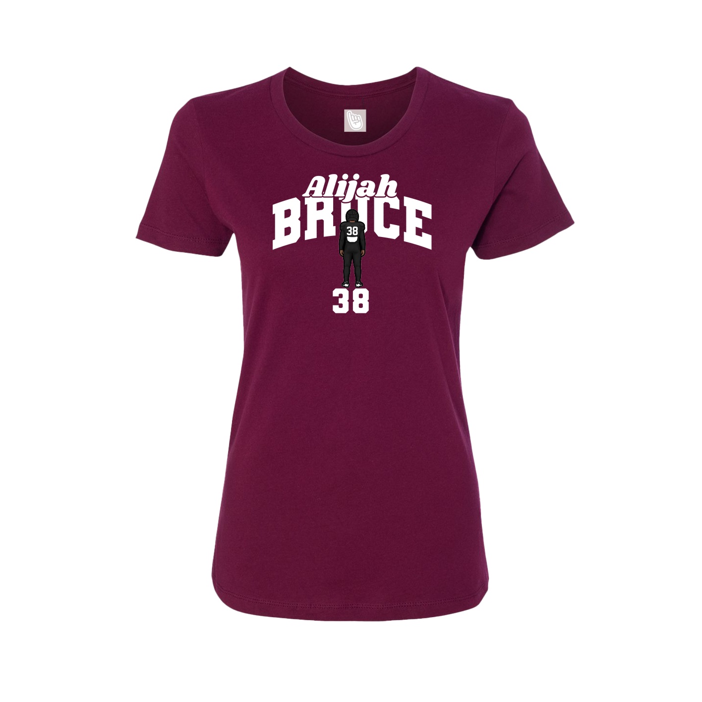 Fitted Women's Tee — Signature Arch in Maroon